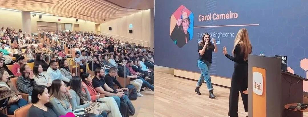 Palestra e participação do público em um encontro de aprendizagem